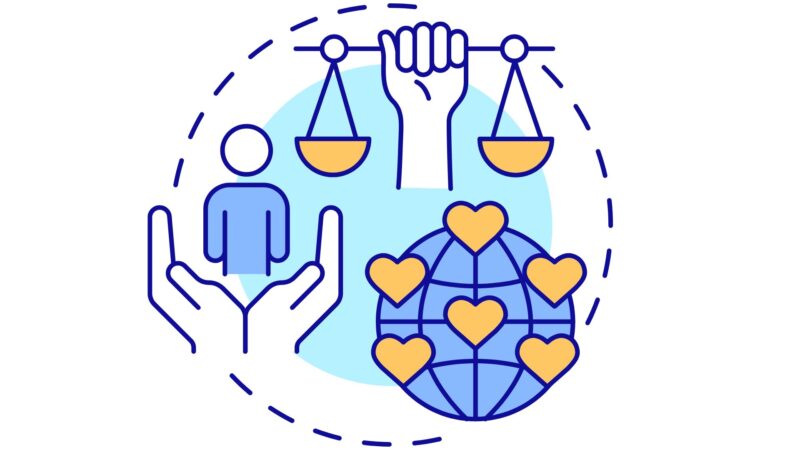 Balança da justiça representando justiça social e direitos fundamentais.