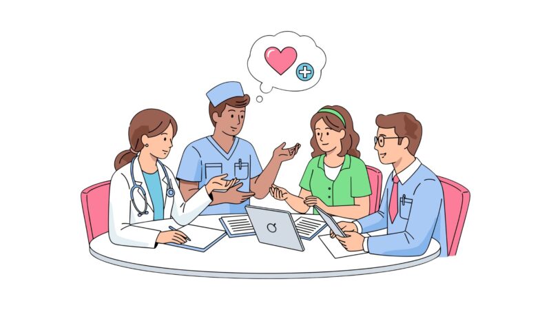 Profissionais de saúde mental em reunião de acolhimento em uma unidade do CAPS Adulto.